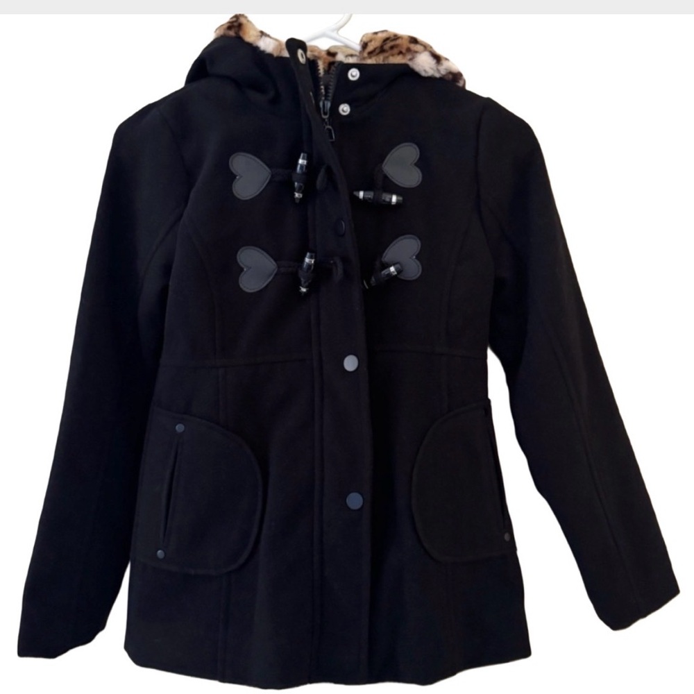 Urban Republic Black Kids Puffer Coat with Heart Accents